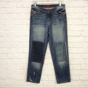 GJG Denim Distressed Patchwork Straight Capris 9